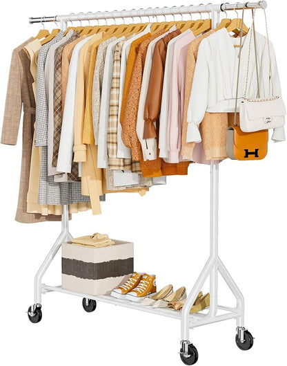 Heavy Duty Clothes Rack Load 450 LBS, Metal Garment Rack, Standing Rolling by HYSEYY