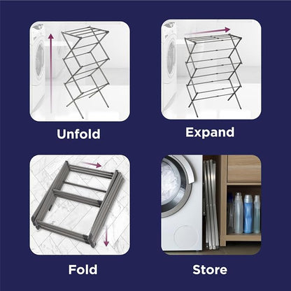 BLACK+DECKER 3 Tier Expandable Collapsing Foldable Laundry Rack - Image 7
