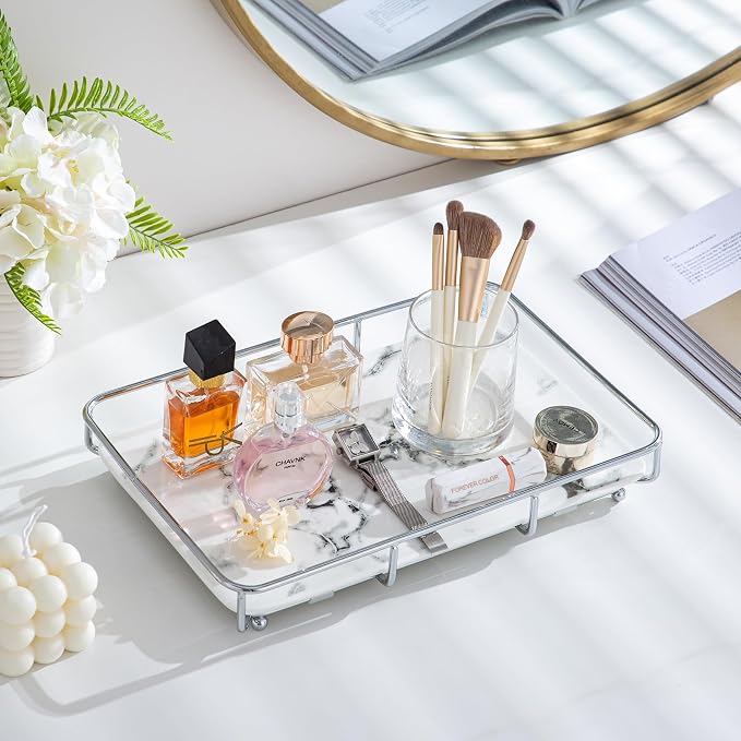 Vanity Tray Makeup Organizer Cosmetics Storage Bathroom Skincare Organizer - Image 4