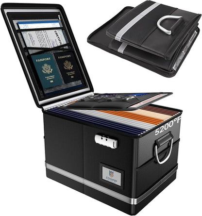 Fireproof Document Box, 5200°F File Organizer Box by ZOOPIP