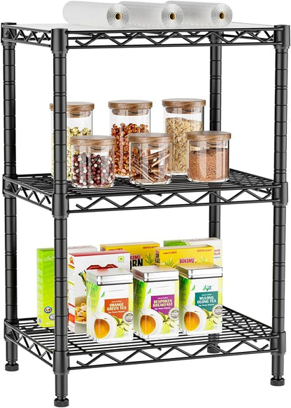 3 Tier Adjustable Storage Shelves Heavy Duty Metal Utility Shelf Wire Shelving by Golpart