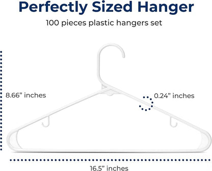 SereneLife 100 Pack Plastic Hangers, Space-Saving Closet Organizers, Durable - Image 2