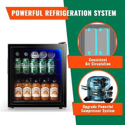 WANAI Mini Fridge Glass Door 58 Cans Beverage Cooler Refrigerator Small Beer - Image 5