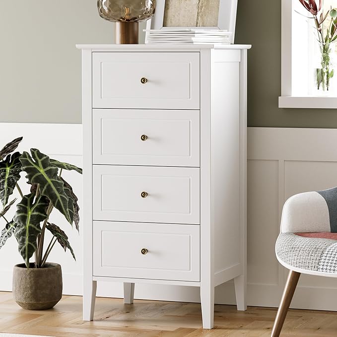 TTVIEW 4 Drawer Dresser, Tall Wood Storage Chest Cabinet by TTVIEW