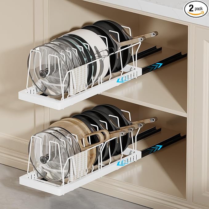 2 Pack Pots and Pans Organizer Under Cabinet by COMFORTYOURHOME
