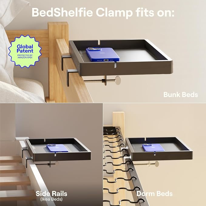 BedShelfie Bedside Shelf for Bunk Bed & Top Bunk, College Dorm Room Essentials - Image 4