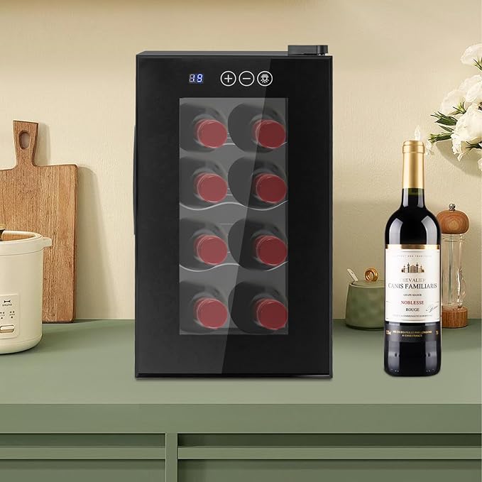 8 Bottle Wine Cooler, Small Wine Fridge Freestanding Wine Fridge - Image 2