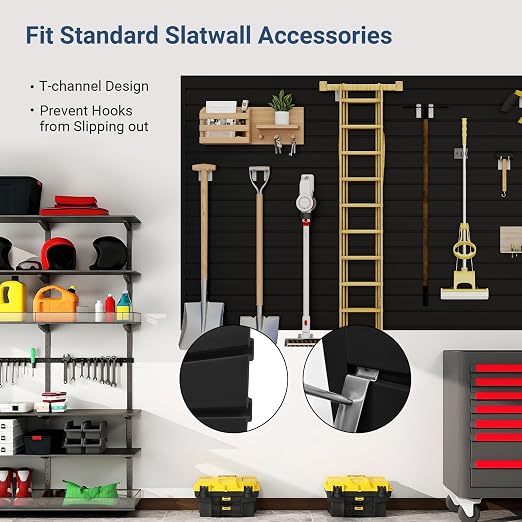 Slatwall Panel 8 FT x 4 FT, Interlocking Slat Wall Paneling, Wall Mounted PVC - Image 4