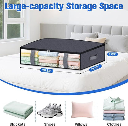 Under Bed Storage Containers, 4 Pack Blanket Storage Bags, Collapsible Storage - Image 2
