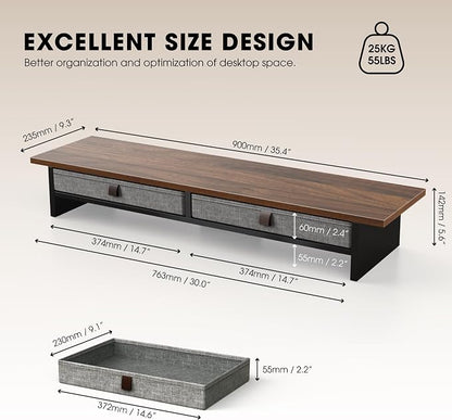 Fenge Monitor Stand with Drawer, 2 Tiers Dual Monitor Riser - Image 5