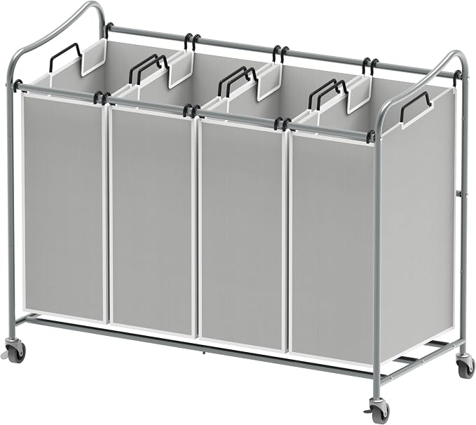 Simple Houseware 4-Bag Heavy Duty Laundry Sorter Rolling Cart by SimpleHouseware