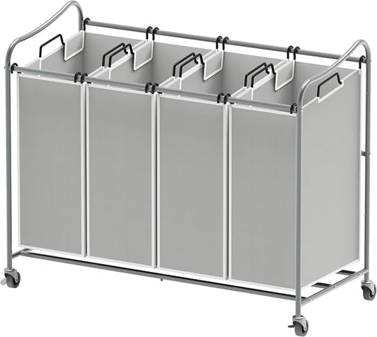 Simple Houseware 4-Bag Heavy Duty Laundry Sorter Rolling Cart by SimpleHouseware