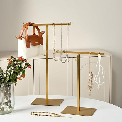 Display Stand Stainless Steel Jewelry Towers Bag Stand Tabletop Double Hook - Image 2