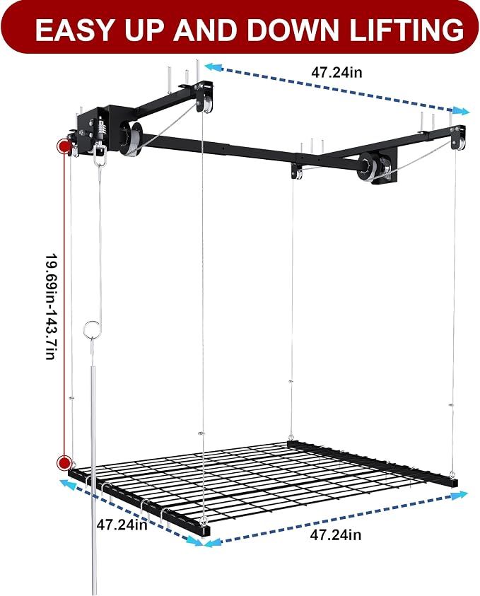 4x4FT Overhead Garage Storage Rack - Image 7