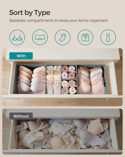 SONGMICS Drawer Organizers, Dresser Divider Organizers, Foldable Fabric Storage - Image 3
