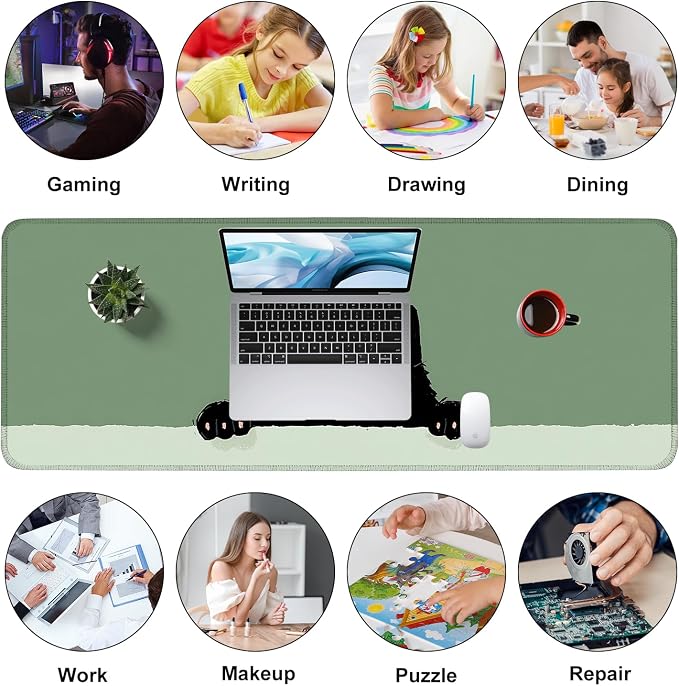 Cute Black Cat Large Mouse Pad – Extended Desk Mat 31.5 x 11.8 in– Kawaii Kitty - Image 9