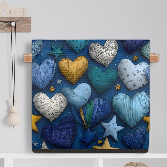 TropicalLife 13x13x13 Inch Large Fabric Storage Cube Vintage Valentine's Day - Image 6