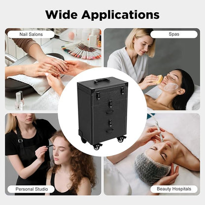 Professional Rolling Makeup Case, Large Cosmetic Trolley - Image 6