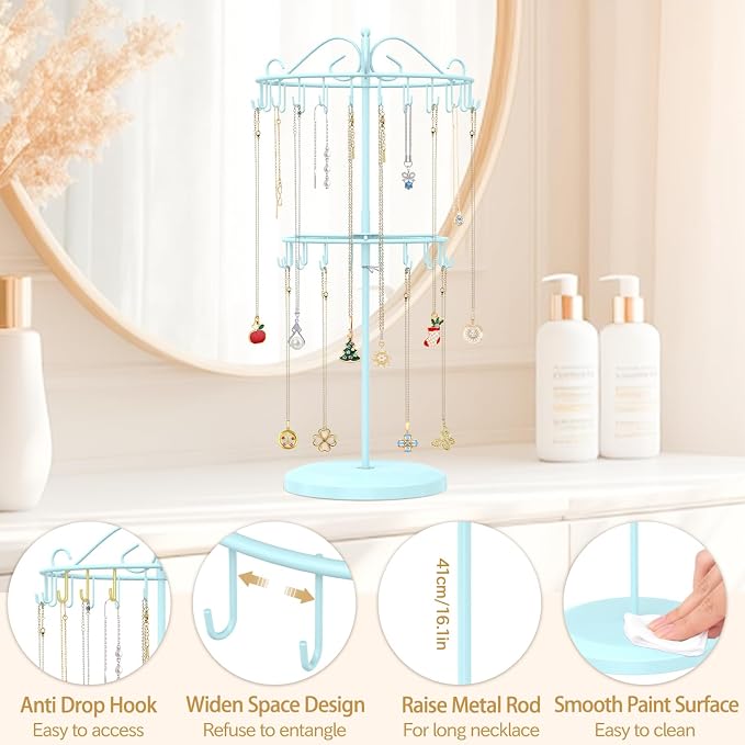 MODOWEY Rotating Necklace Holder Organizer Display Stand - Image 5
