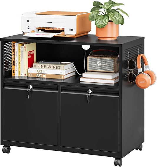 Metal File Cabinet, 2 Drawer Filing Cabinet by LISSIMO