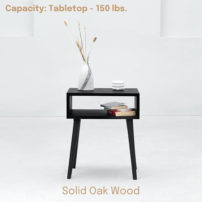 NTC Solid Oak Zoe Nightstand, Mid Century Modern Side Table Bedroom, Bedside - Image 7