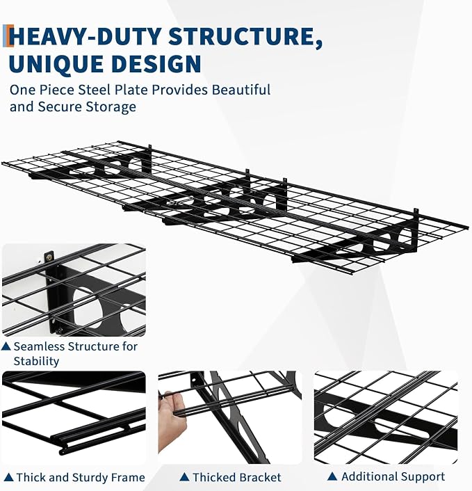 2 Pack 2x6 FT Garage Shelves Wall Mounted, 1600 LBS Heavy Duty Wall Shelf - Image 2