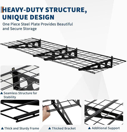 2 Pack 2x6 FT Garage Shelves Wall Mounted, 1600 LBS Heavy Duty Wall Shelf - Image 2