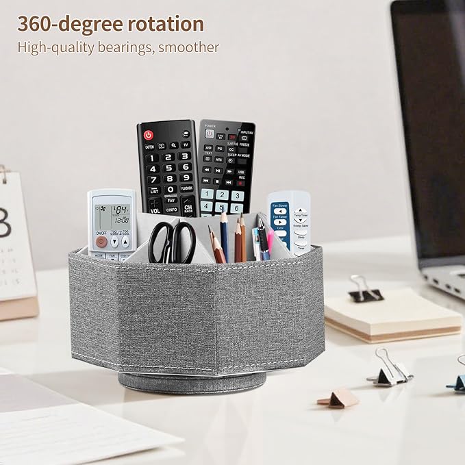 Swivel Remote Control Holder, 9 Rooms Desk Organizer and Decorations - Image 2