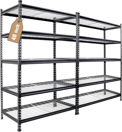 WORKPRO 5-Tier Metal Shelving Unit, 48”W x 24”D x 72”H, Heavy Duty Adjustable by WORKPRO