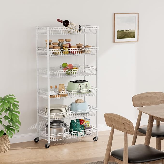 6 Shelves Storage Shelf Wire Closet Bathroom Organizers Metal Pantry Kitchen - Image 9