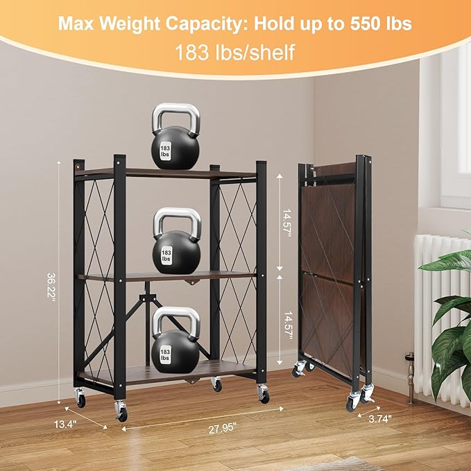 3 Tier Vintage Multifunctional Folding Shelf - Image 3