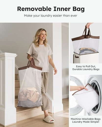 SOLEDI Laundry Hamper with Lid 90L Large & Tall Collapsible Laundry Basket - Image 4