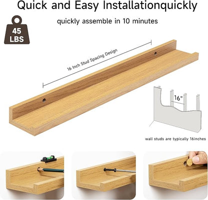 Fun Memories Picture Ledge Shelf, 24 Inch Floating Shelves Set of 2, Nursery - Image 5