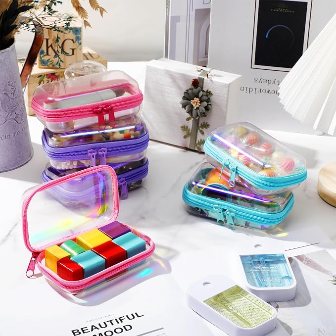 Sanwuta 6 Pcs Clear Hard Zipper Case Hard Plastic Zipper Pouches Transparent - Image 6