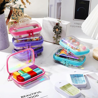 Sanwuta 6 Pcs Clear Hard Zipper Case Hard Plastic Zipper Pouches Transparent - Image 6