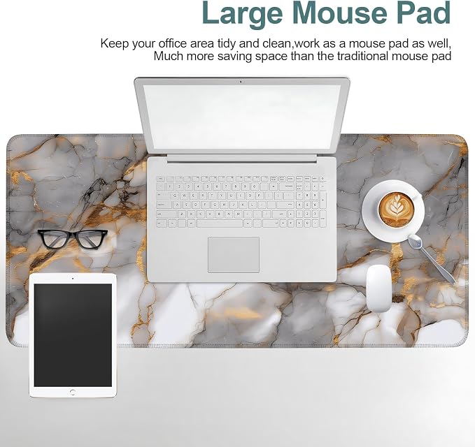 Marble Stripes Gaming Mouse Pad 35.4"x15.7"Desk Mat Anti-Slip Rubber Base & - Image 6
