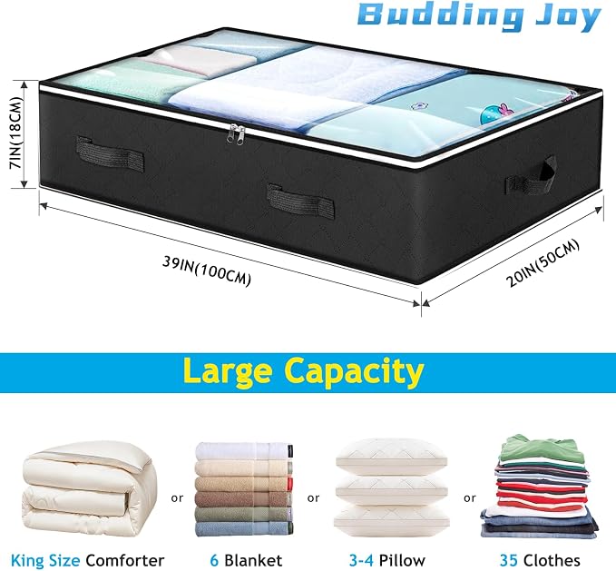 6 Pack Under Bed Storage Containers Organizer, Large Capacity Underbed Clothes - Image 2