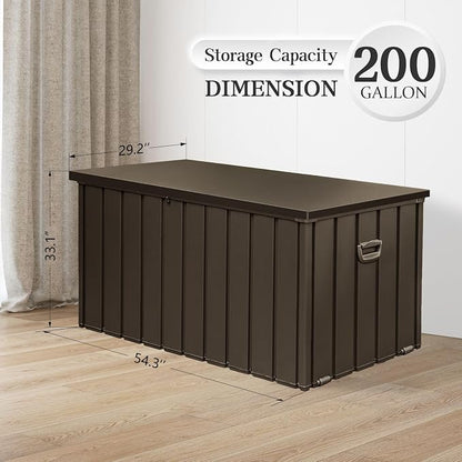 Domi 200 Gallon Metal Deck Box Waterproof, Outdoor Storage Box - Image 5