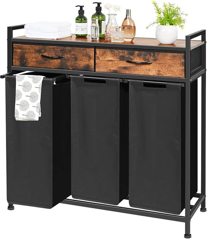 Laundry Sorter 3 Section, 180L Laundry Hamper Basket by Ollieroo