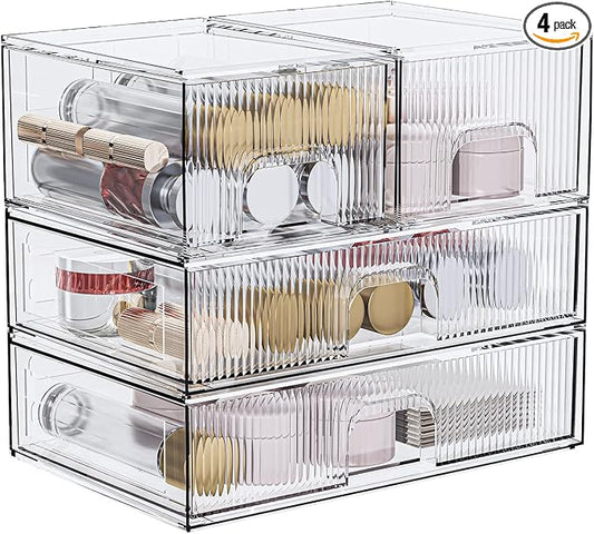 ZHIAI Stackable Storage Box, Acrylic Organizer, Cosmetic Organizer by ZHIAI