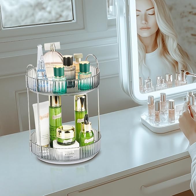 360 Rotating Makeup Organizer, 2 Tier Lazy Susan Bathroom Counter Organizer - Image 7