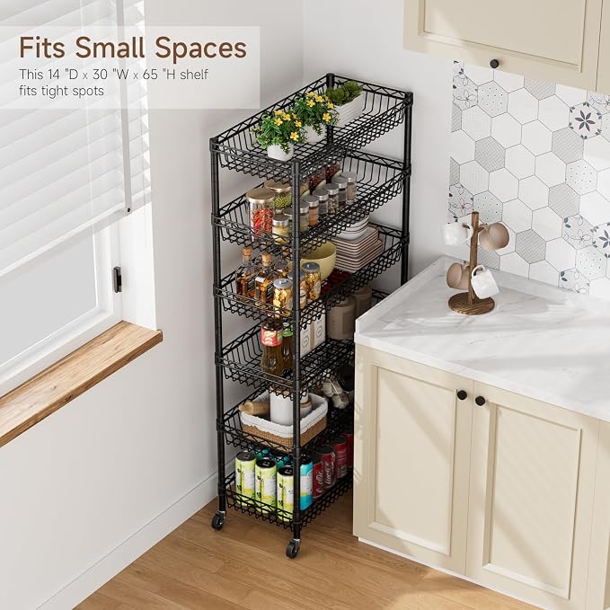 6 Shelves Storage Shelf Wire Closet Bathroom Organizers Metal Pantry Kitchen - Image 8