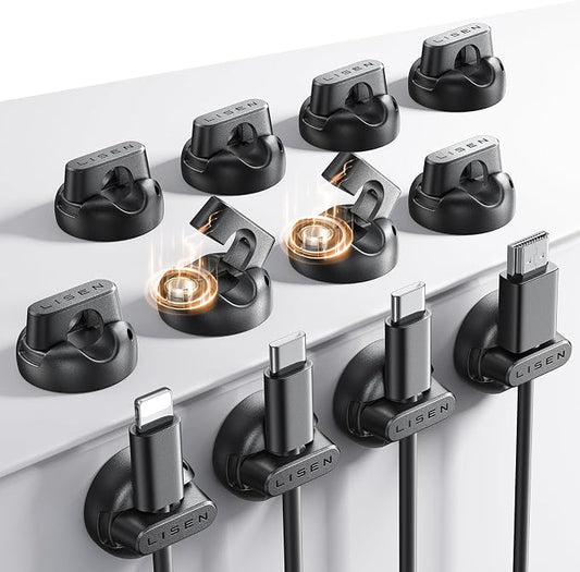 12-Pack Magnetic Cable Clips Cord Holder, LISEN Office Desk Organizers and by Lisen