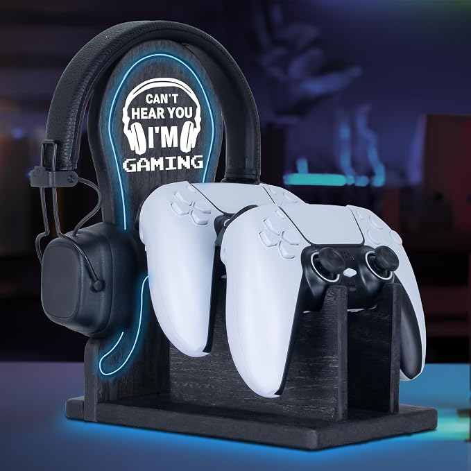 Gamer Gifts Light Up Controller Holder & Headphone Stand by Kaseny