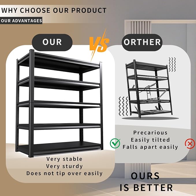 72" H Garage Shelving Heavy Duty Storage Shelves Adjustable Garage Shelves 5 - Image 5
