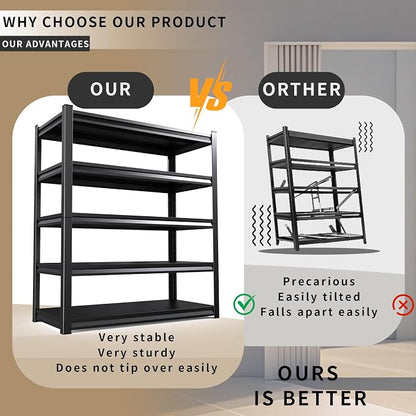 72 "H / 46" W Garage Shelving Heavy Duty Storage Shelves Adjustable Garage - Image 4