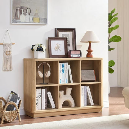 6 Cube Storage Book Shelf, Floor Standing 2-Tier Wooden Bookshelf - Image 2