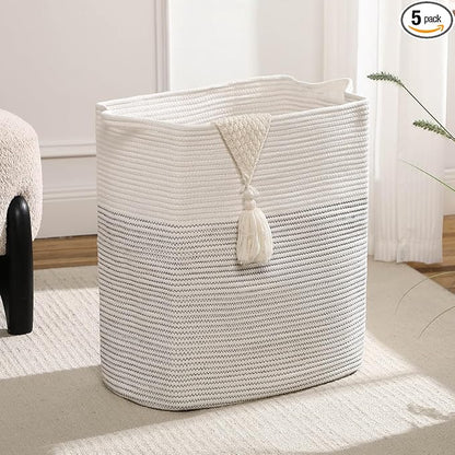 Tall Laundry Basket With Handles, Woven Cotton Rope Big Laundry Hamper Sorters by Laughbird