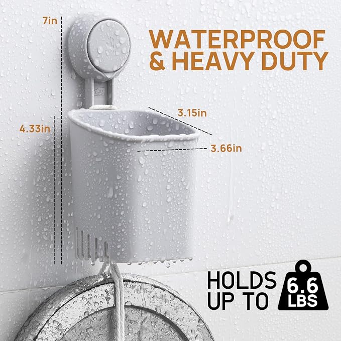 LEVERLOC Powerful Suction Cup Toothbrush Holder, Drill-Free Wall Shower Holder - Image 3
