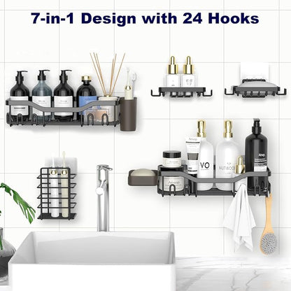 Shower Caddy Adhesive Shower Organizer 7-Pack, Rustproof Stainless Steel - Image 4